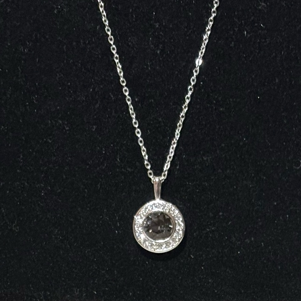 Black & Silver Halo Pendant Necklace